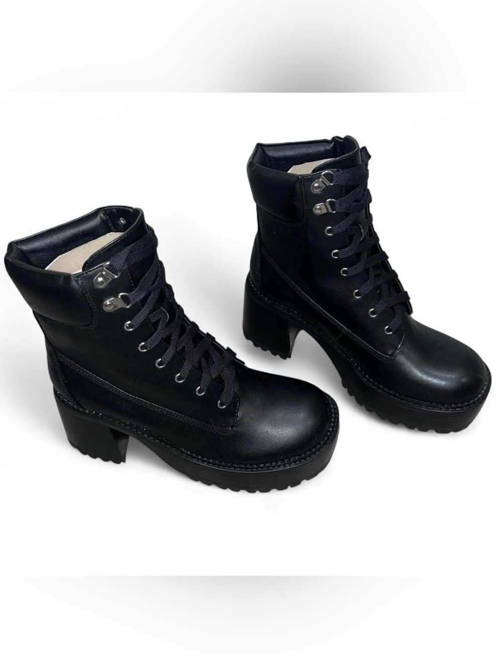 Dolls Kill x Current Mood Size 10 Black Vegan Leather Platform Lace Up Boots